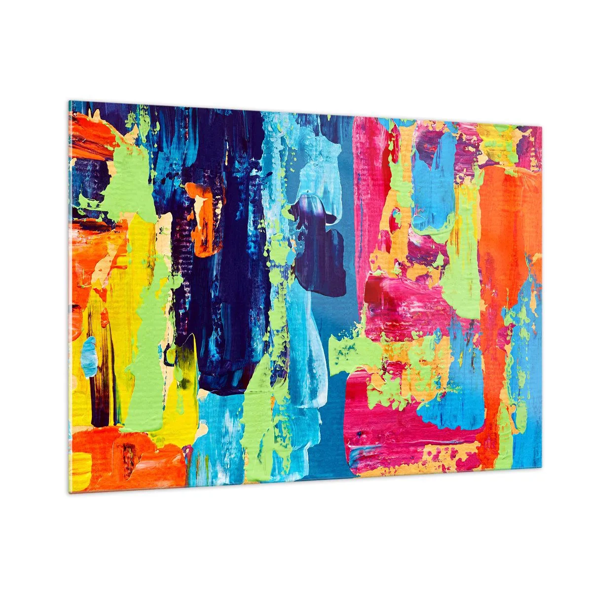 Obraz na szkle - Ilustracja przedstawiająca abstrakcyjny obraz w intensywnych kolorach - 100x70cm - Życie jest piękne! - Nowoczesna dekoracja ścienna do salonu, kuchni i sypialni ARTTOR