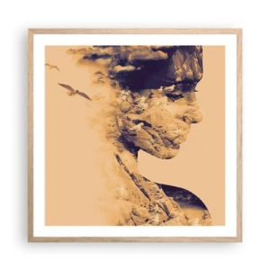 Plakat w ramie jasny dąb - Piękna z natury - 60x60 cm