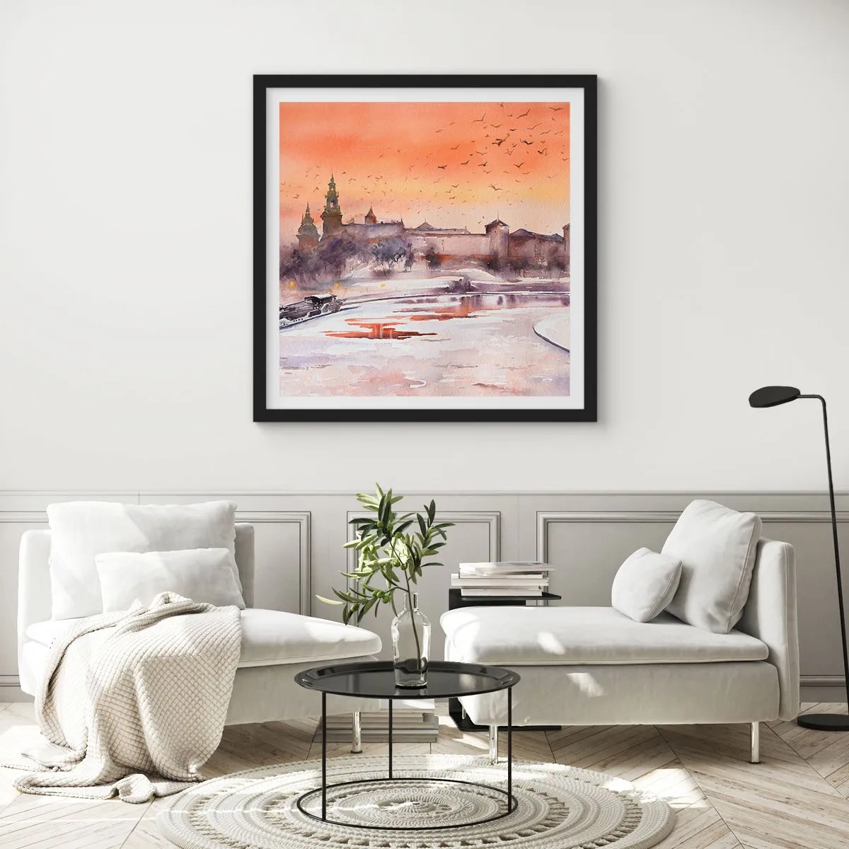 Plakat w czarnej ramie - Królewski zachód słońca - 30x30 cm