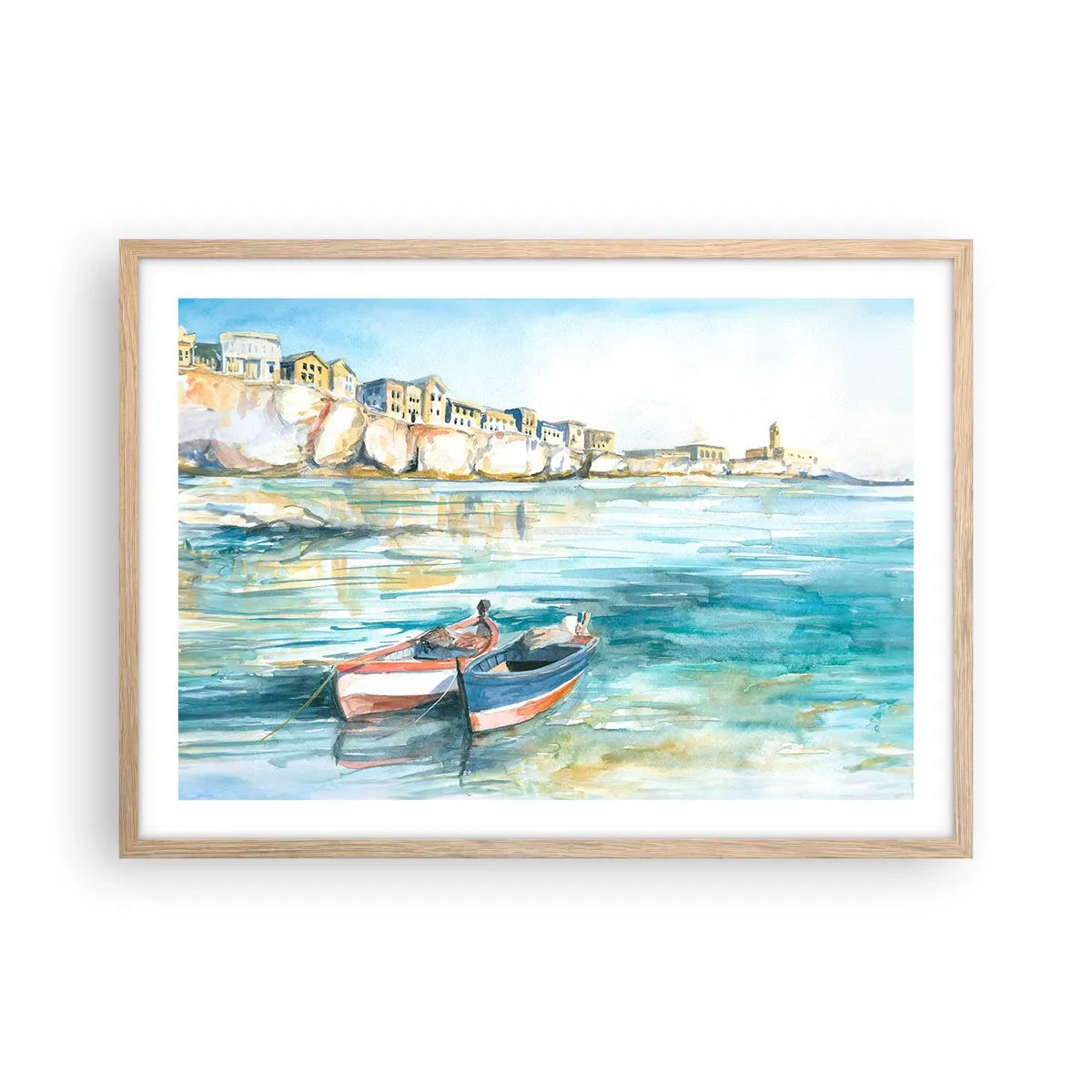 Plakat w ramie jasny dąb - Pejzaż w lazurze - 70x50 cm