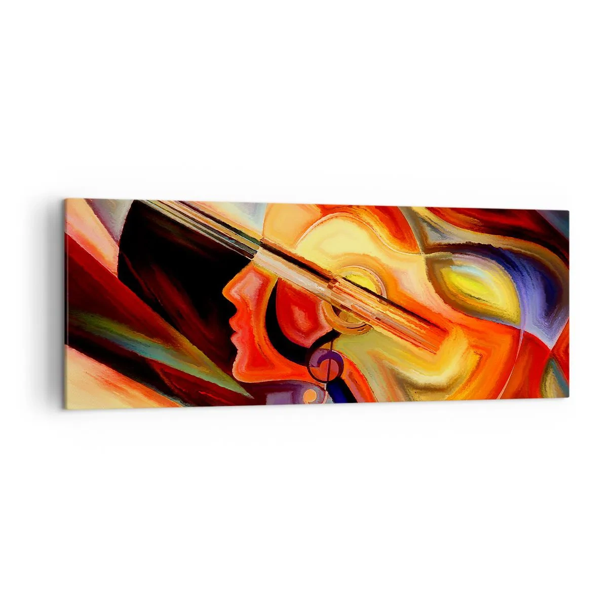 Obraz na płótnie - Kolorowa abstrakcja inspirowana muzyką i gitarą - 140x50cm - Wszystko gra - Nowoczesna dekoracja ścienna do salonu i sypialni ARTTOR