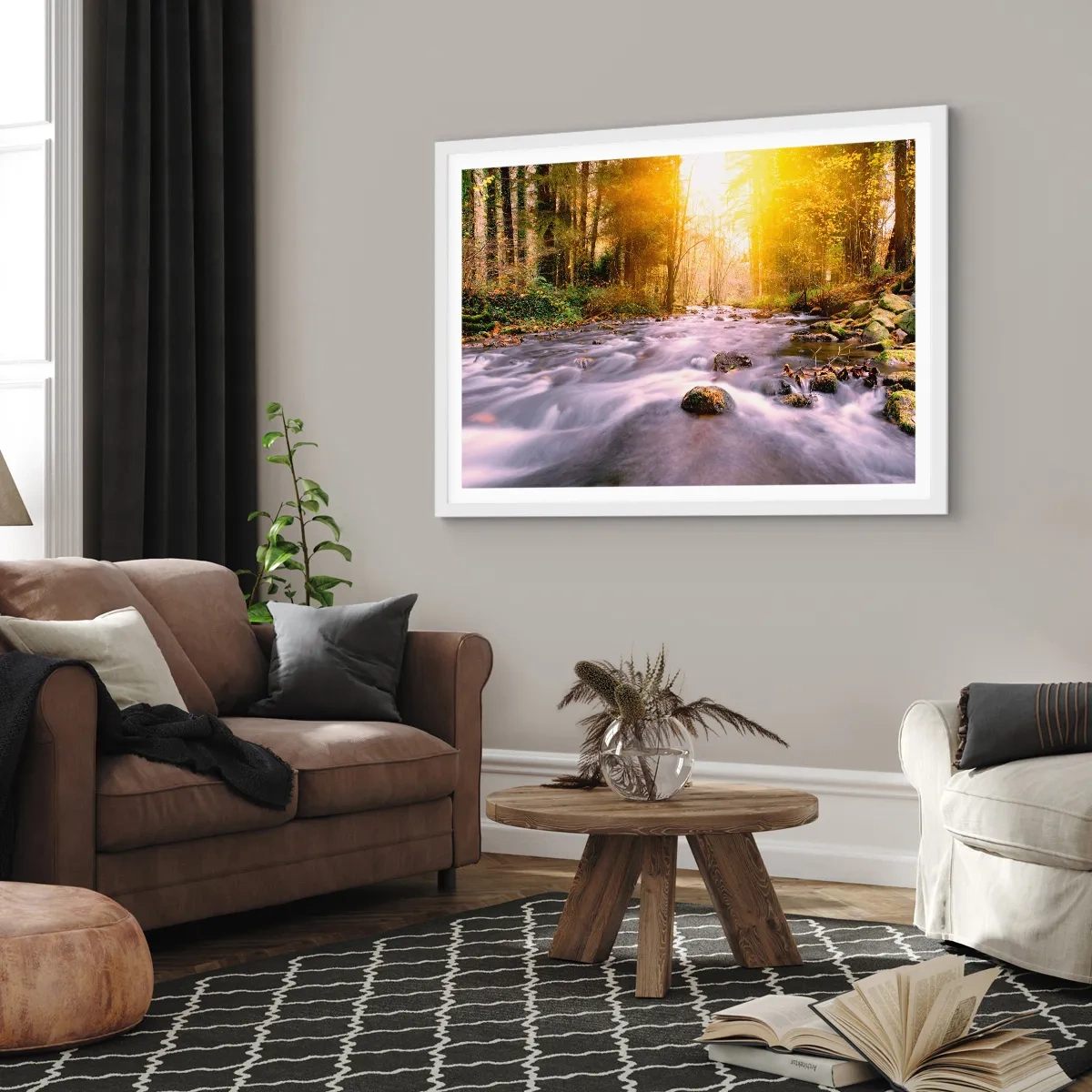 Plakat w białej ramie - Malachit w srebrno-złotej oprawie - 91x61 cm