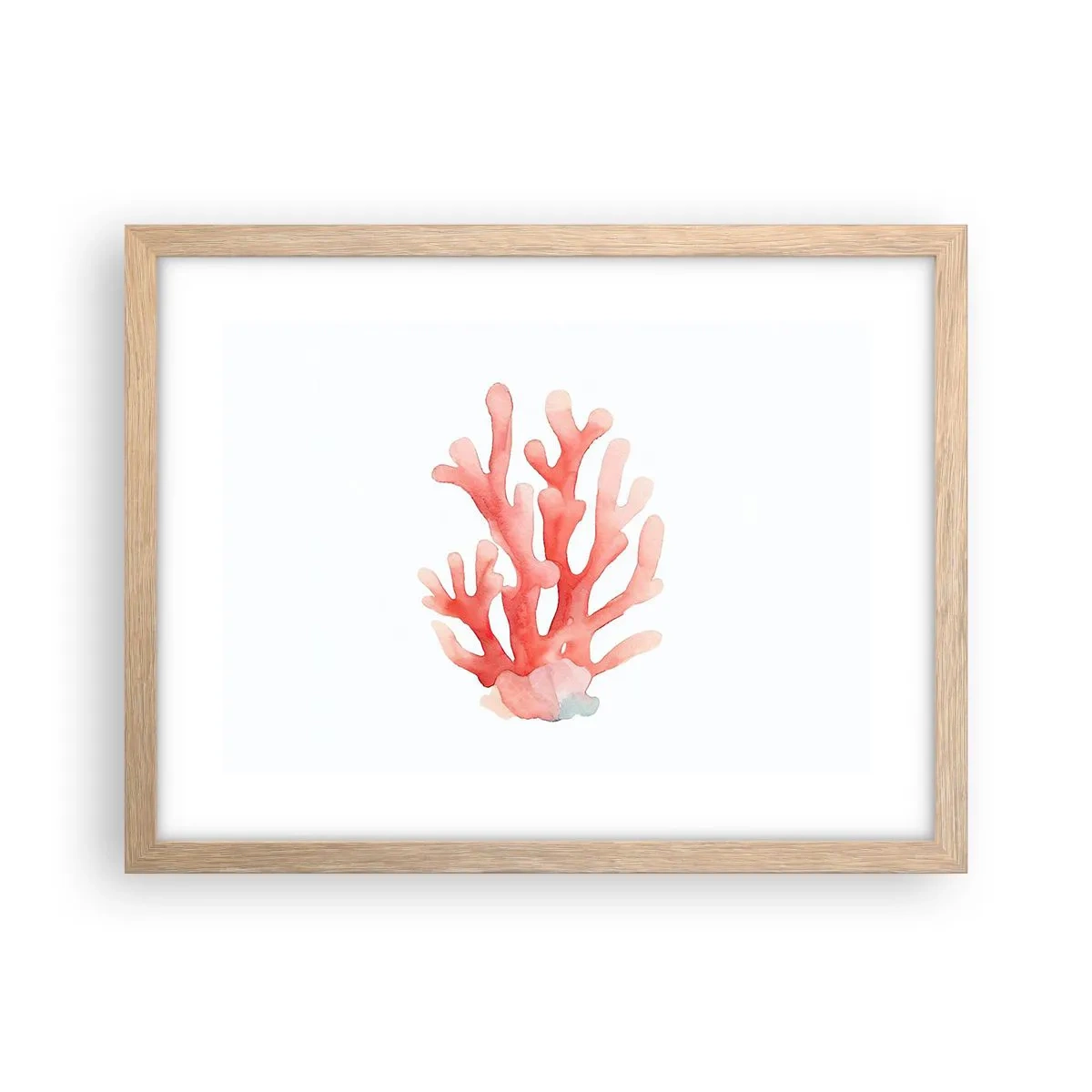 Plakat w ramie jasny dąb - Koral koloru koralowego - 40x30 cm