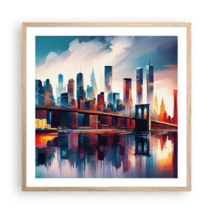 Plakat w ramie jasny dąb - Zjawiskowy Nowy Jork - 60x60 cm