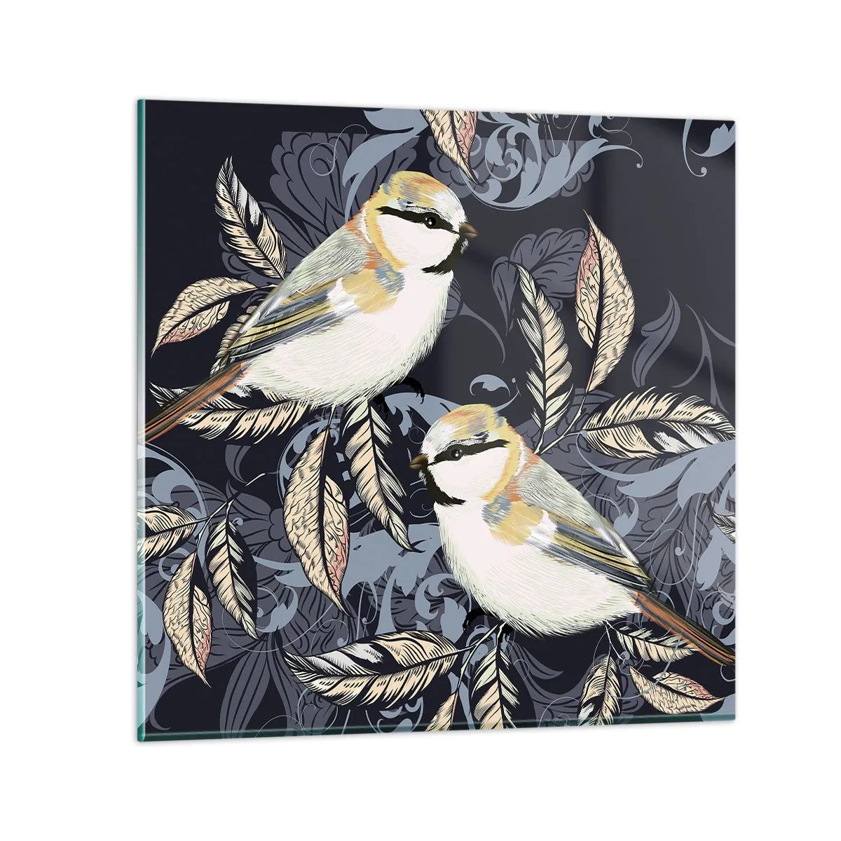 Obraz na szkle - Żółto-błękitny trel - 70x70 cm