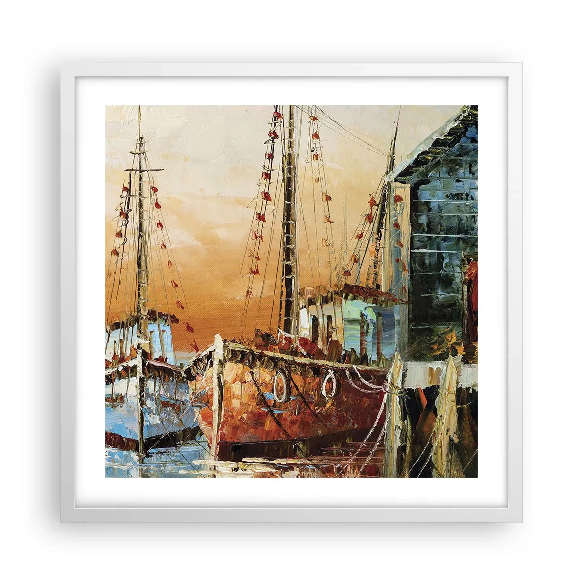 Plakat w białej ramie - Spokojny powrót - 50x50 cm