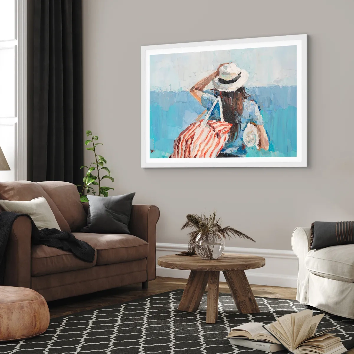 Plakat w białej ramie - Witaj na wakacjach - 70x50 cm