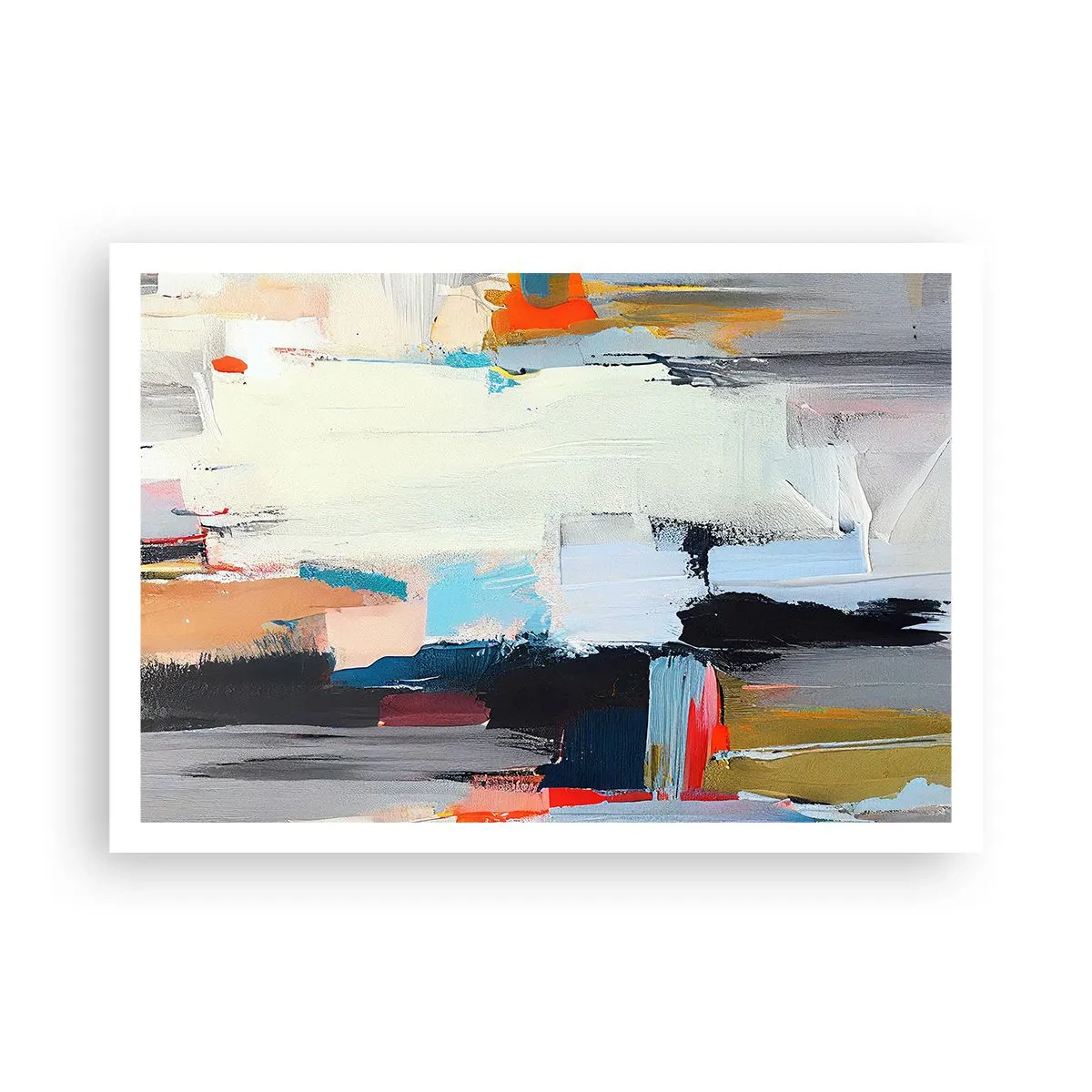 Plakat - Kolorowa abstrakcja z dynamicznymi pociągnięciami pędzla - 100x70cm - Jest metoda? - Nowoczesna dekoracja ścienna do salonu i sypialni ARTTOR