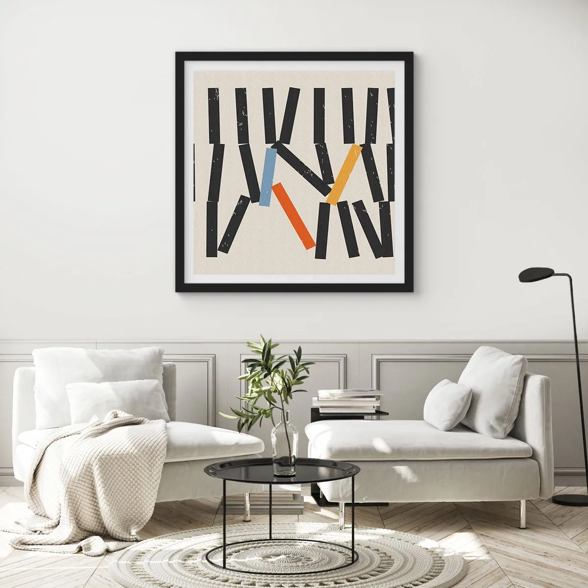 Plakat w czarnej ramie - Domino – kompozycja - 30x30 cm