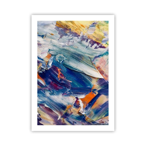 Plakat - Abstrakcyjna kompozycja z kolorowymi pociągnięciami farby - 50x70cm - Zamęt koloru - Nowoczesna dekoracja ścienna do salonu, kuchni i sypialni ARTTOR
