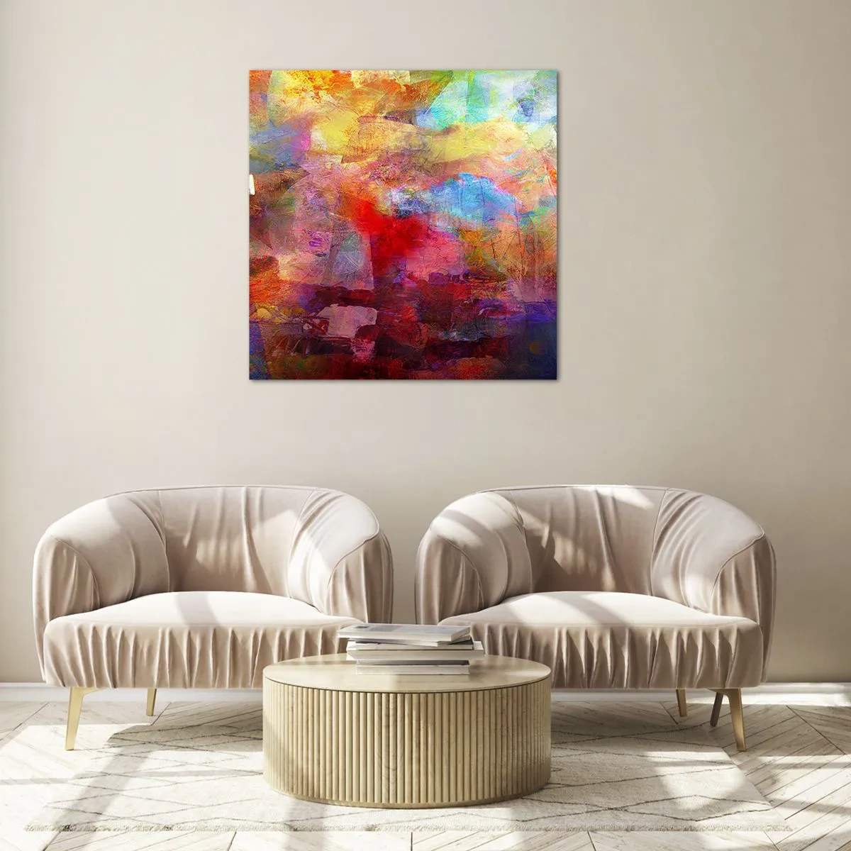 Obraz na szkle - Zajrzeć do środka tęczy - 50x50 cm