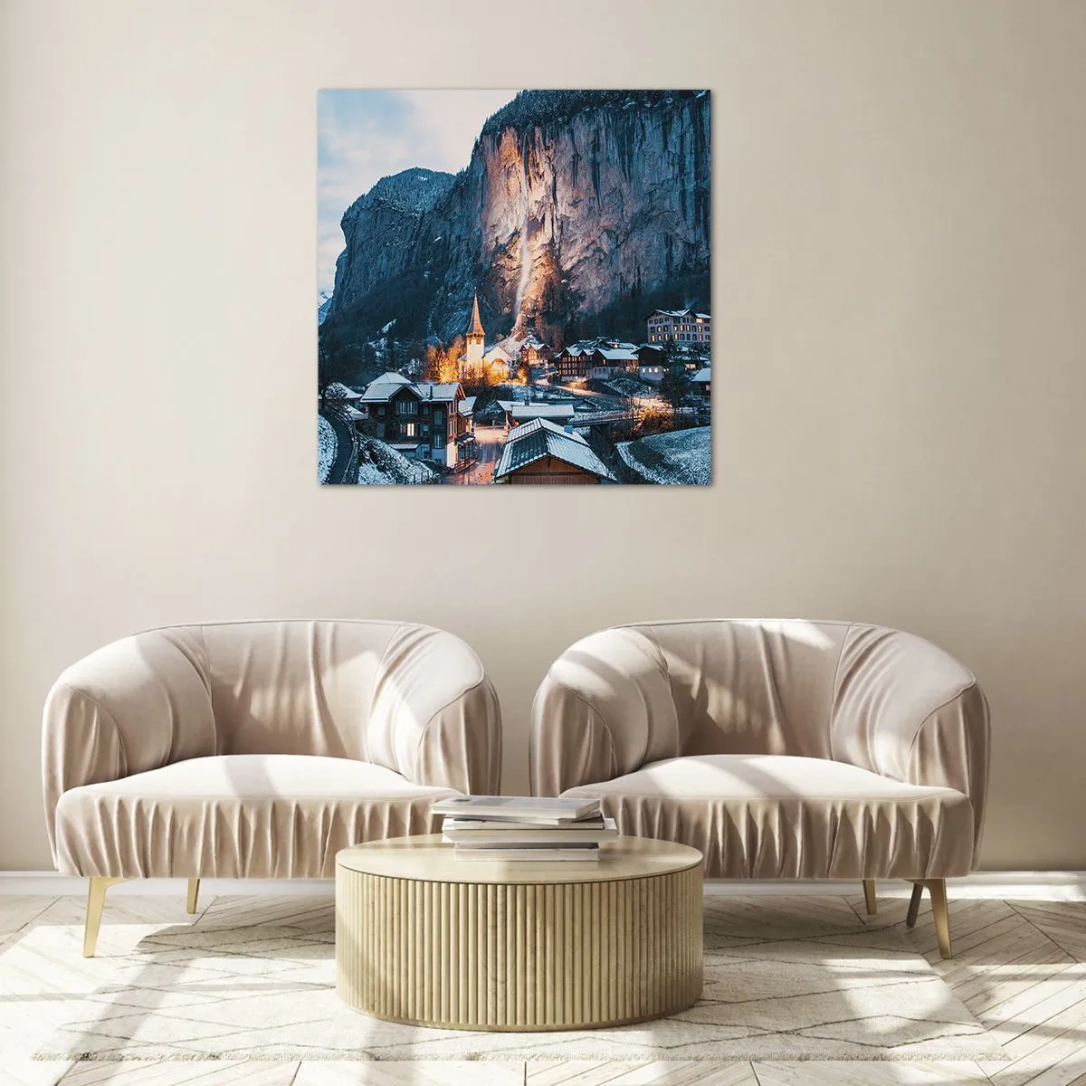 Obraz na szkle - Świetlisty duch zimy - 60x60 cm