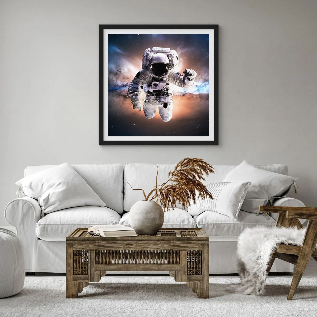 Plakat w czarnej ramie - Pozdrowienia z kosmosu - 40x40 cm