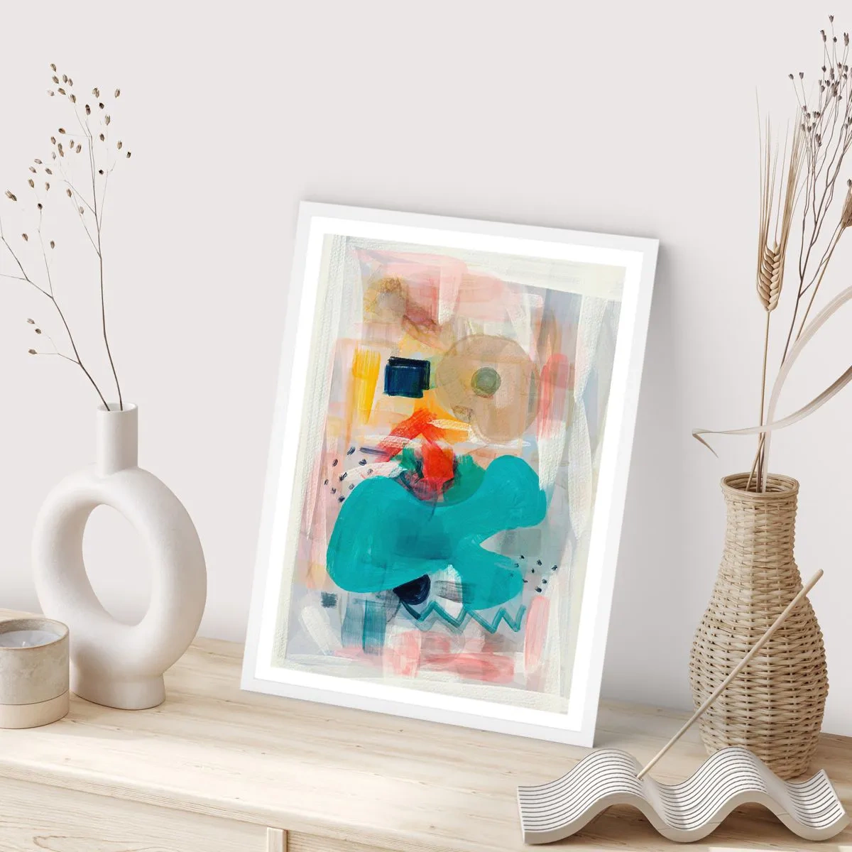 Plakat w białej ramie - Kolorowa gra - 30x40 cm