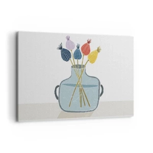 Obraz na płótnie - Kolorowe suche kwiaty w wazonie na białym tle - 120x80cm - Jak makiem zasiał - Nowoczesna dekoracja ścienna do salonu, kuchni i sypialni ARTTOR