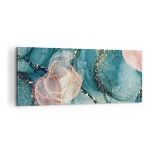 Obraz na płótnie - Jedwabny błękit, tiulowy róż - 100x40 cm