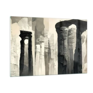 Obraz na szkle - Kamienne kolumny w stylu antycznym w neutralnej palecie barw - 120x80cm - Majestat antyku - Nowoczesna dekoracja ścienna do salonu, kuchni i sypialni ARTTOR