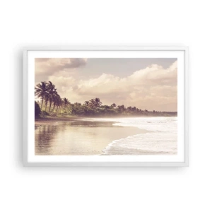 Plakat w białej ramie - Pieszczota fal - 70x50 cm