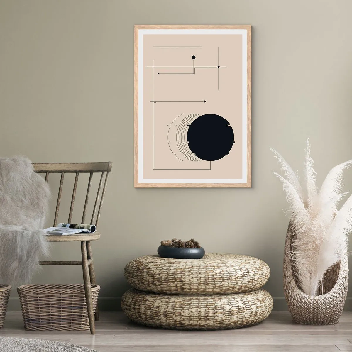 Plakat w ramie jasny dąb - Sprężysta i dynamiczna kompozycja - 61x91 cm