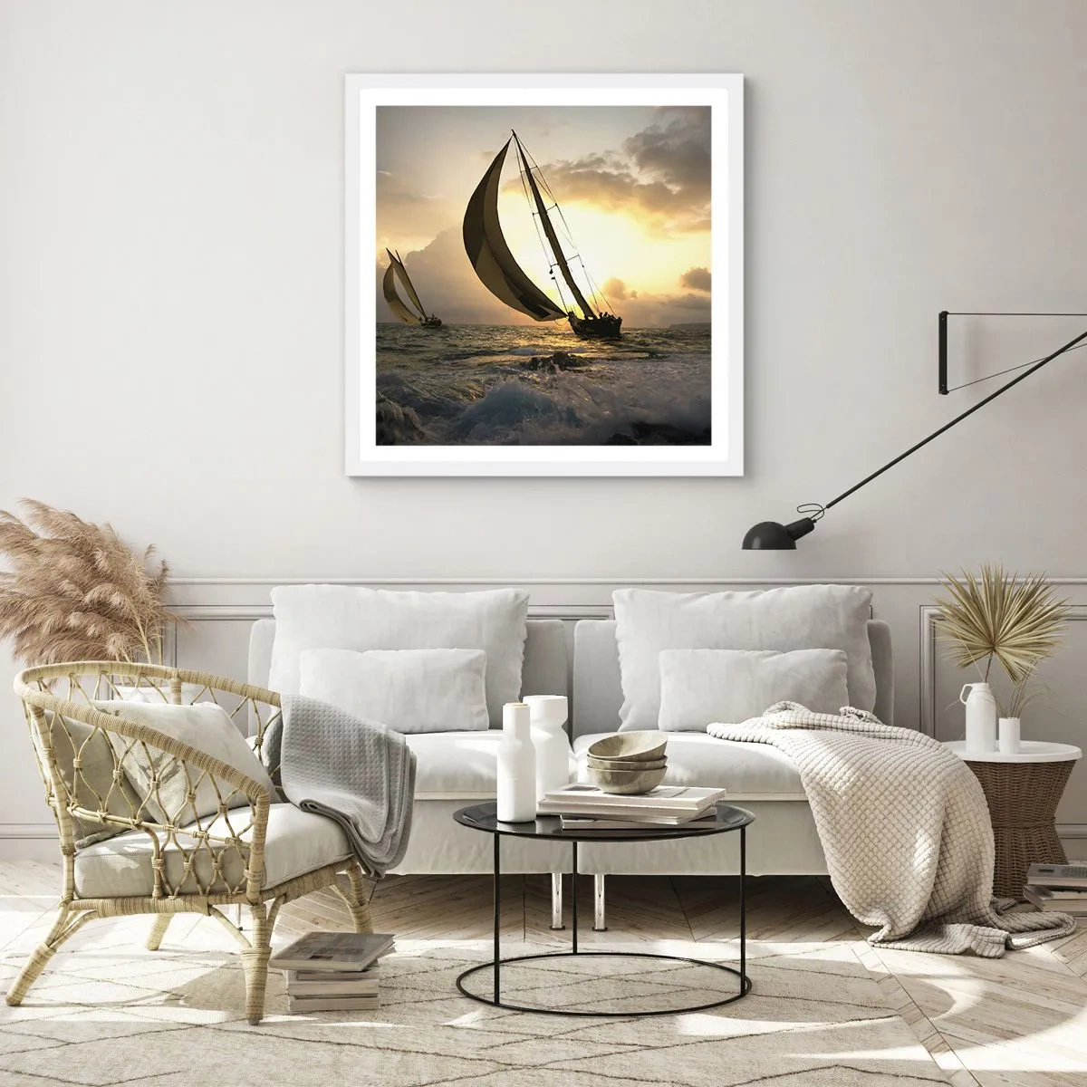 Plakat w białej ramie - Z wiatrem i pod wiatr - 40x40 cm