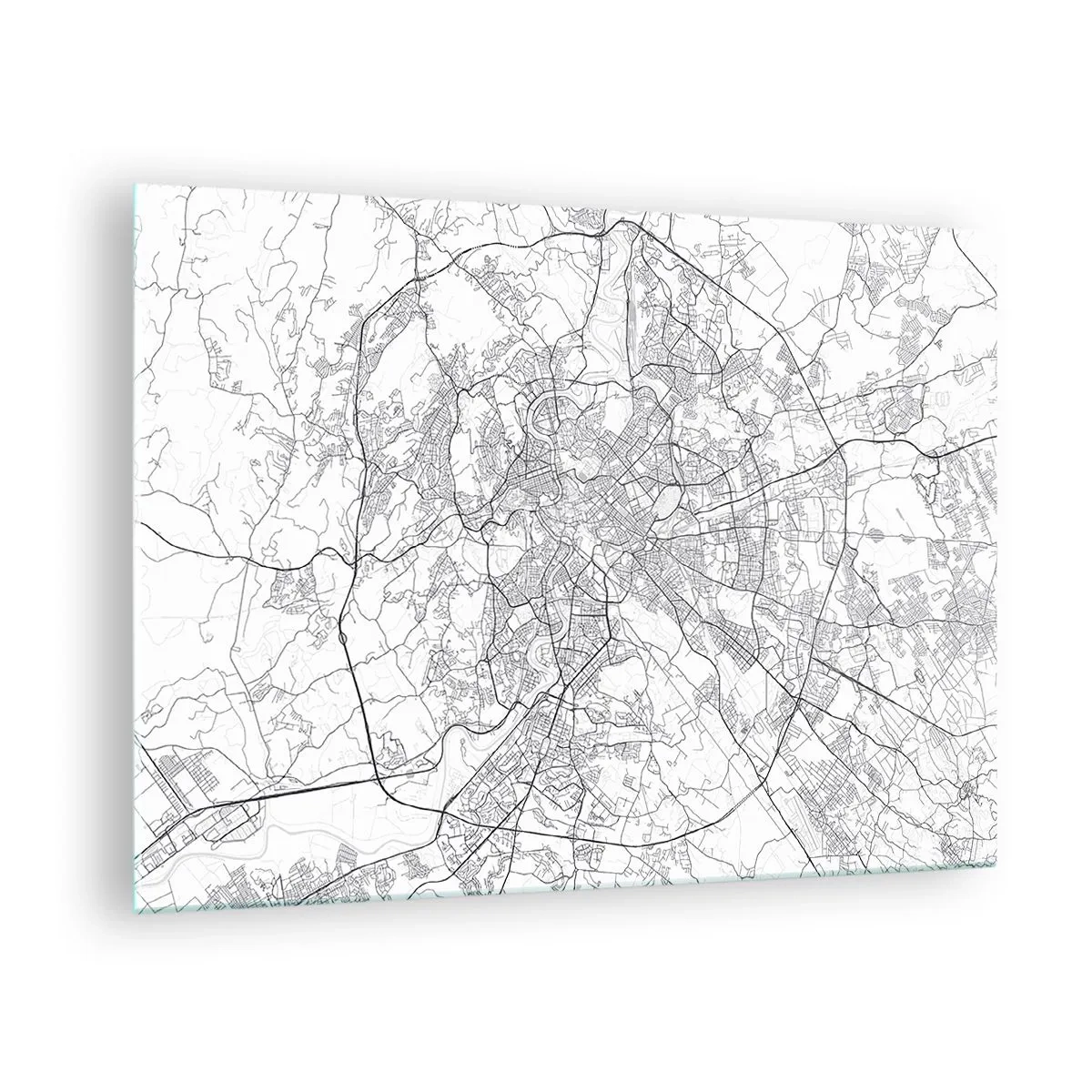 Obraz na szkle - Mapa Rzymu z wyraźnym okrężnym układem dróg - 70x50cm - Rzymski krąg - Nowoczesna dekoracja ścienna do salonu i sypialni ARTTOR