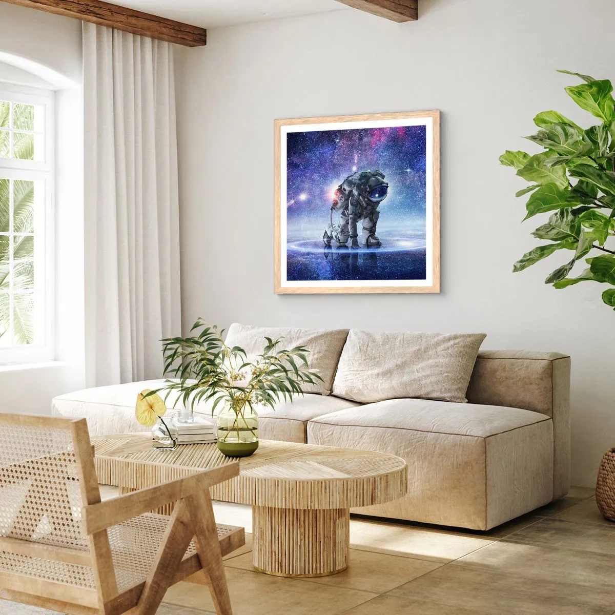 Plakat w ramie jasny dąb - Niebo gwiaździste nade mną - 60x60 cm