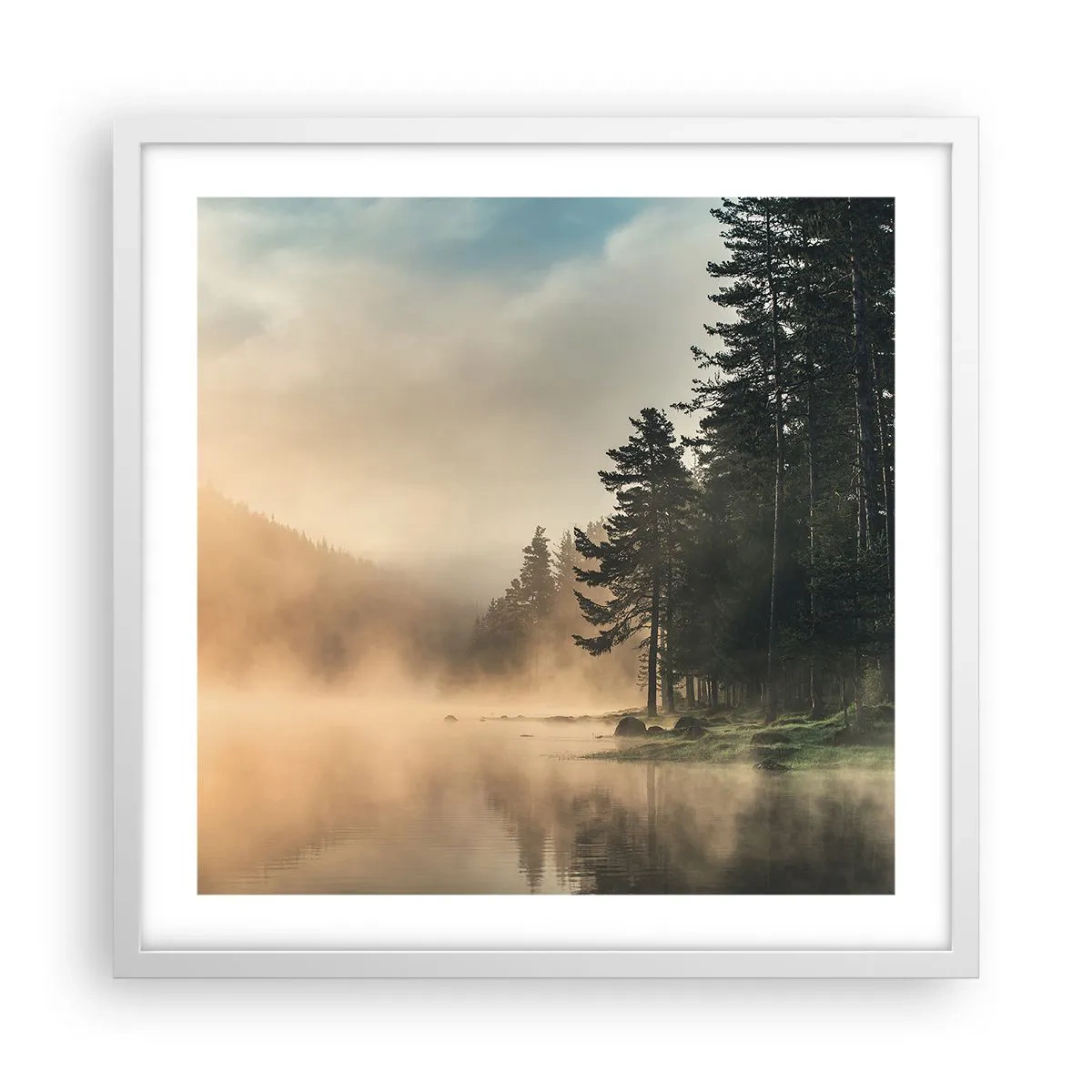 Plakat w białej ramie - Narodziny dnia - 50x50 cm