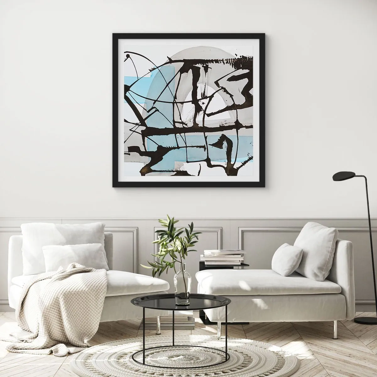 Plakat w czarnej ramie - Mimo wszystko błękitny - 40x40 cm