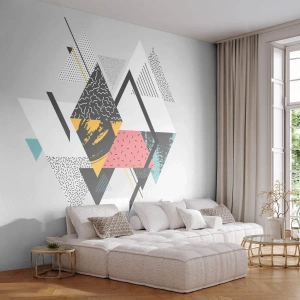 Fototapeta Premium Canvas - Geometryczne wzory na jasnym tle - 100x70cm - Wariacja na trójkąt i romb - Nowoczesna dekoracja ścienna do salonu i sypialni ARTTOR