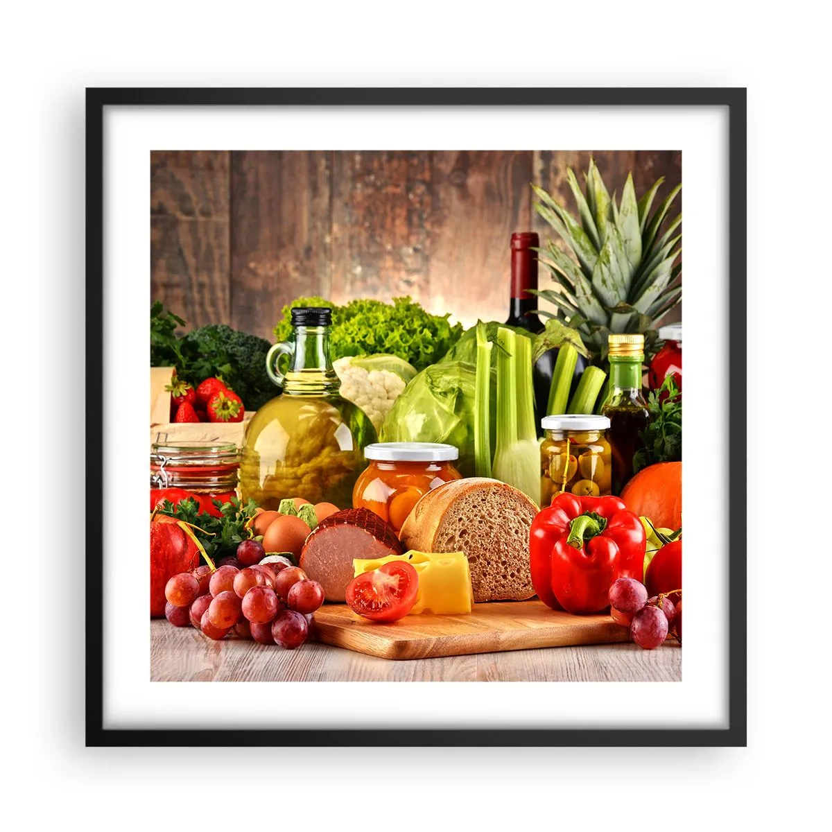 Plakat w czarnej ramie - Wędzone, pieczone, marynowane - 50x50 cm