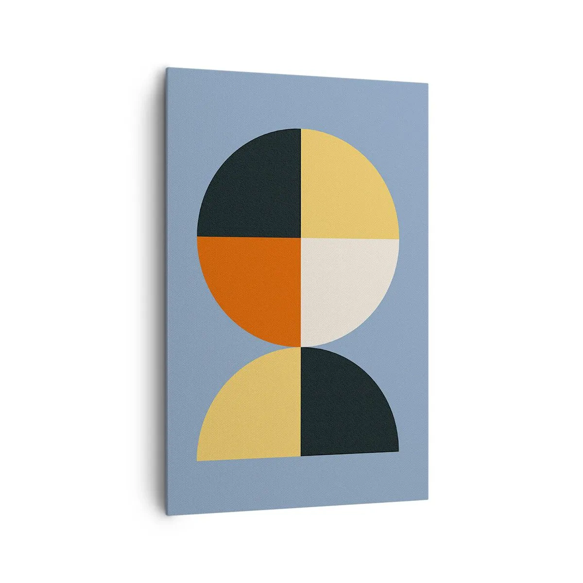 Obraz na płótnie - Geometryczne koła na błękitnym tle - 80x120cm - Patrz i licz - Nowoczesna dekoracja ścienna do salonu i sypialni ARTTOR