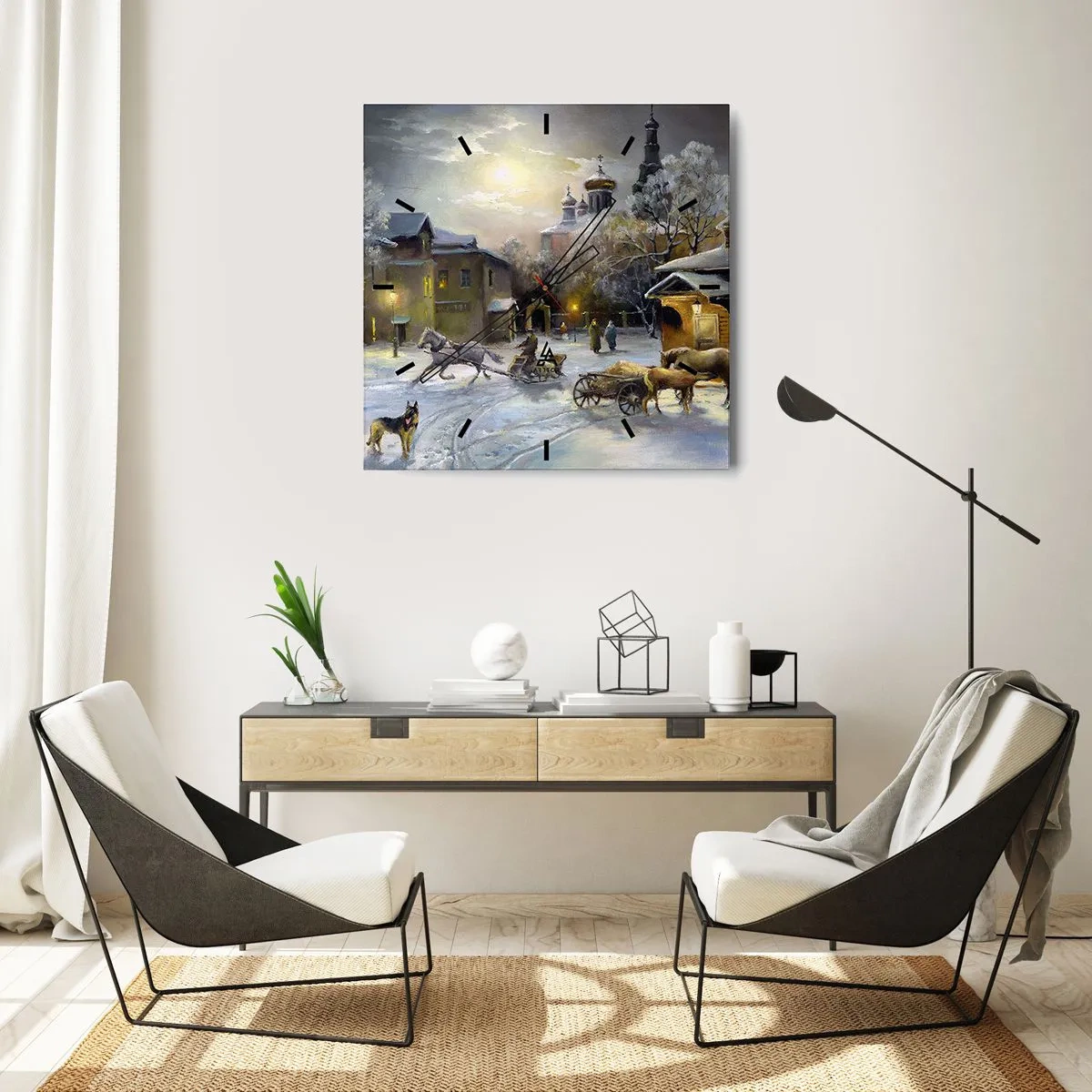 Zegar ścienny - Magia rosyjskiej zimy - 30x30 cm