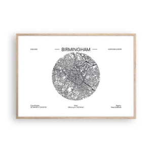 Plakat w ramie jasny dąb - Anatomia Birmingham - 100x70 cm