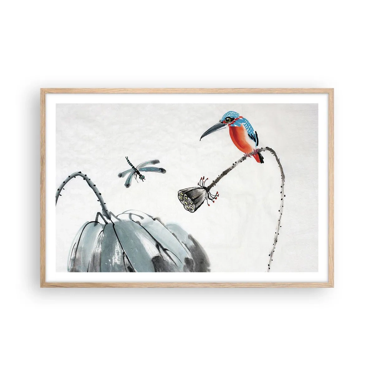 Plakat w ramie jasny dąb - Życie łąki - 91x61 cm