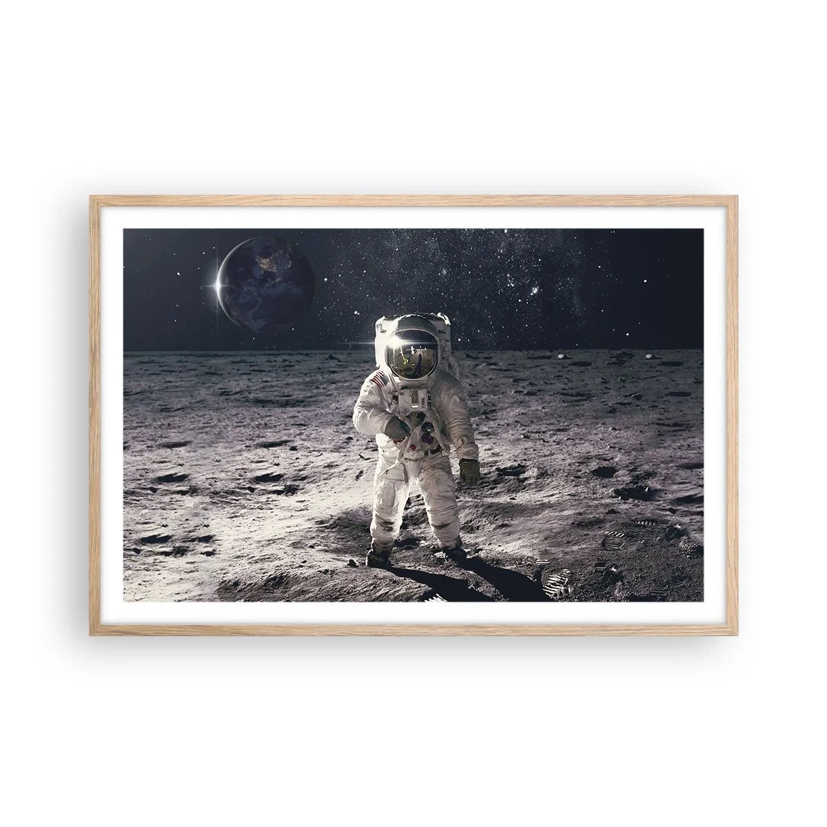Plakat w ramie jasny dąb - Pozdrowienia z Księżyca - 91x61 cm