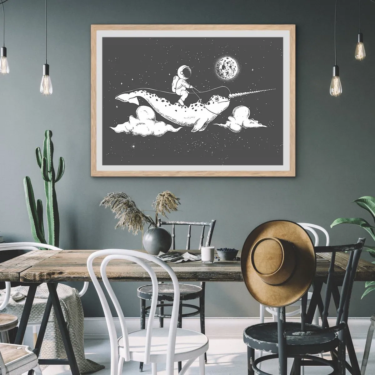 Plakat w ramie jasny dąb - Kosmiczny jeździec - 91x61 cm