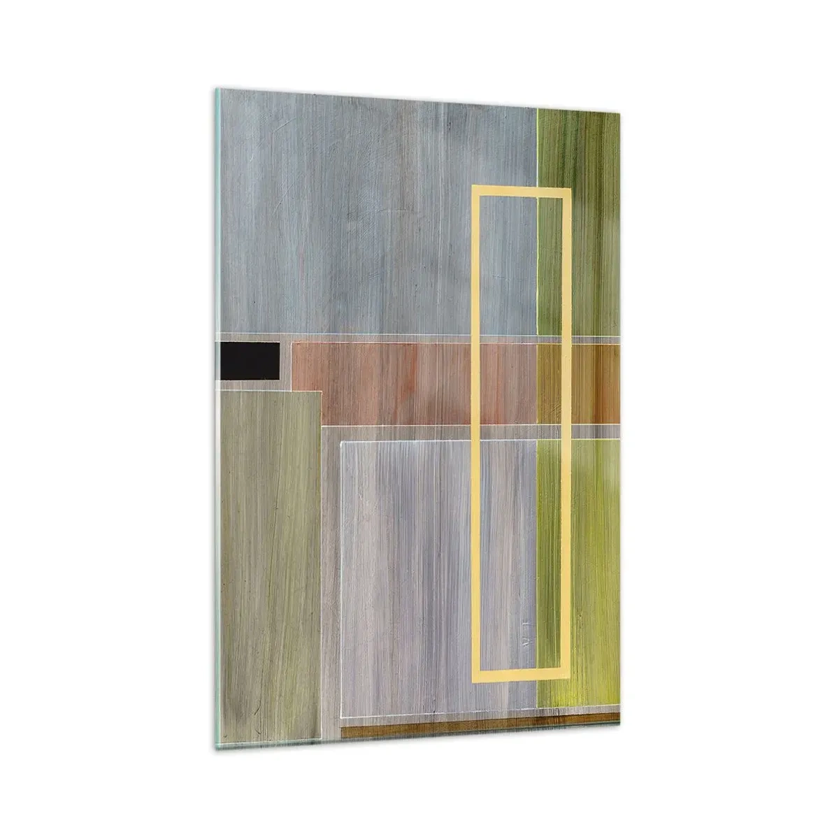 Obraz na szkle - Geometryczna kompozycja w pastelowych barwach z prostokątami - 80x120cm - Prosto i spokojnie - Nowoczesna dekoracja ścienna do salonu i sypialni ARTTOR
