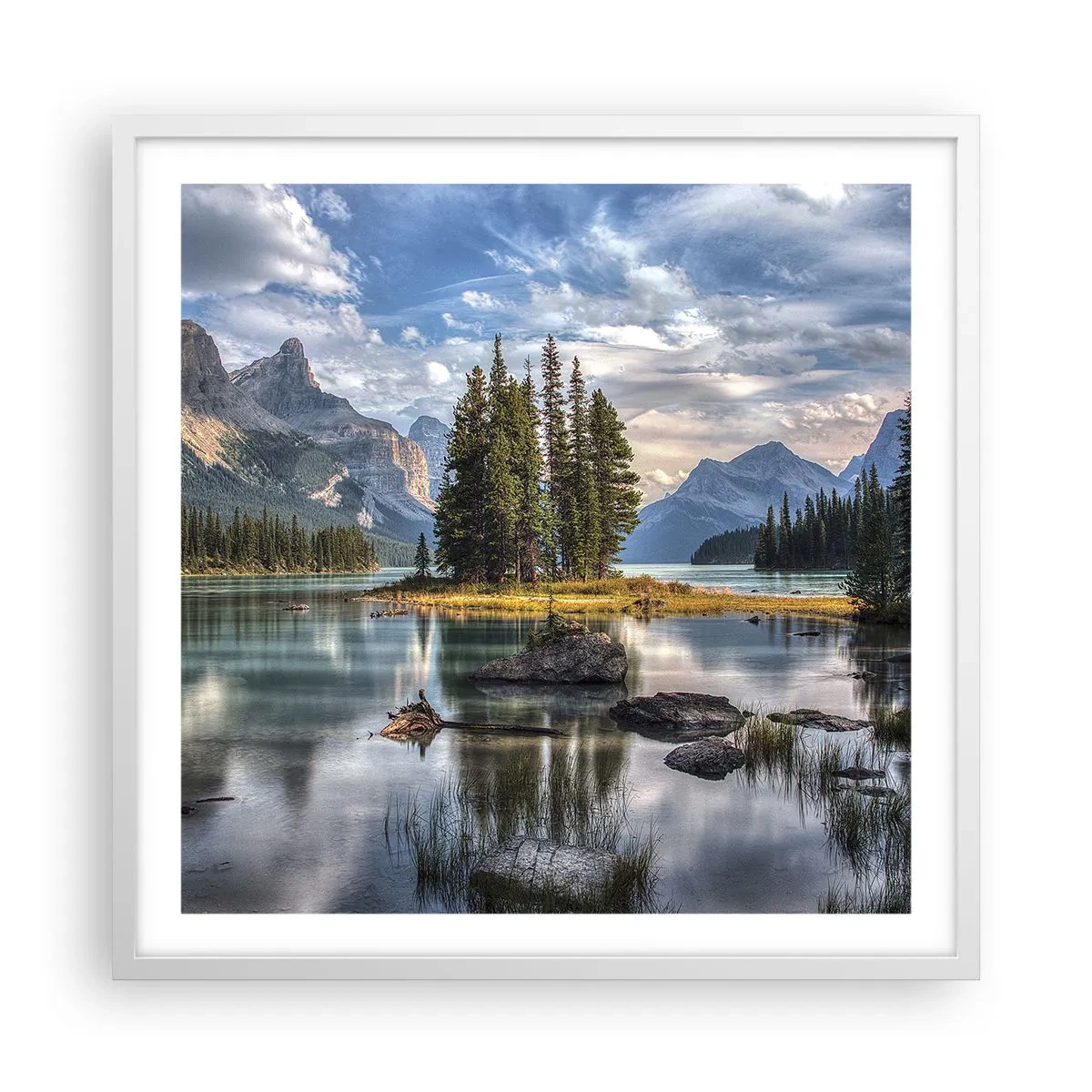 Plakat w białej ramie - Nad wodą wielką i czystą… - 60x60 cm