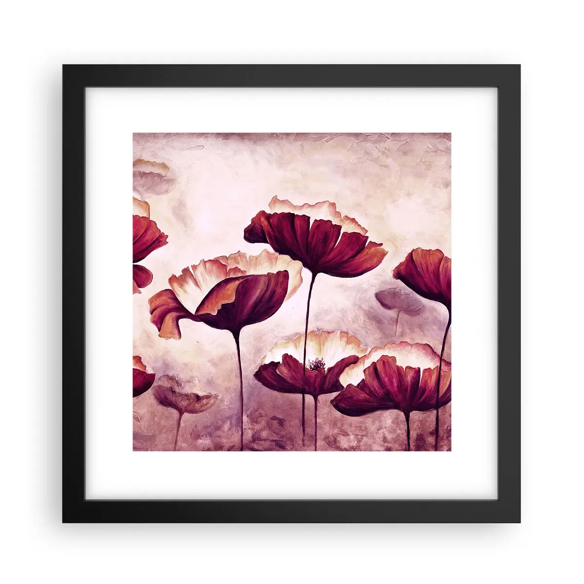 Plakat w czarnej ramie - Płatek czerwony i biały - 30x30 cm