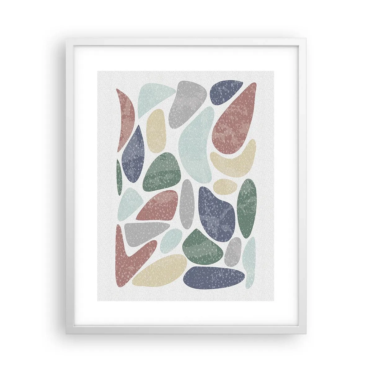 Plakat w białej ramie - Mozaika pudrowanych barw - 40x50 cm