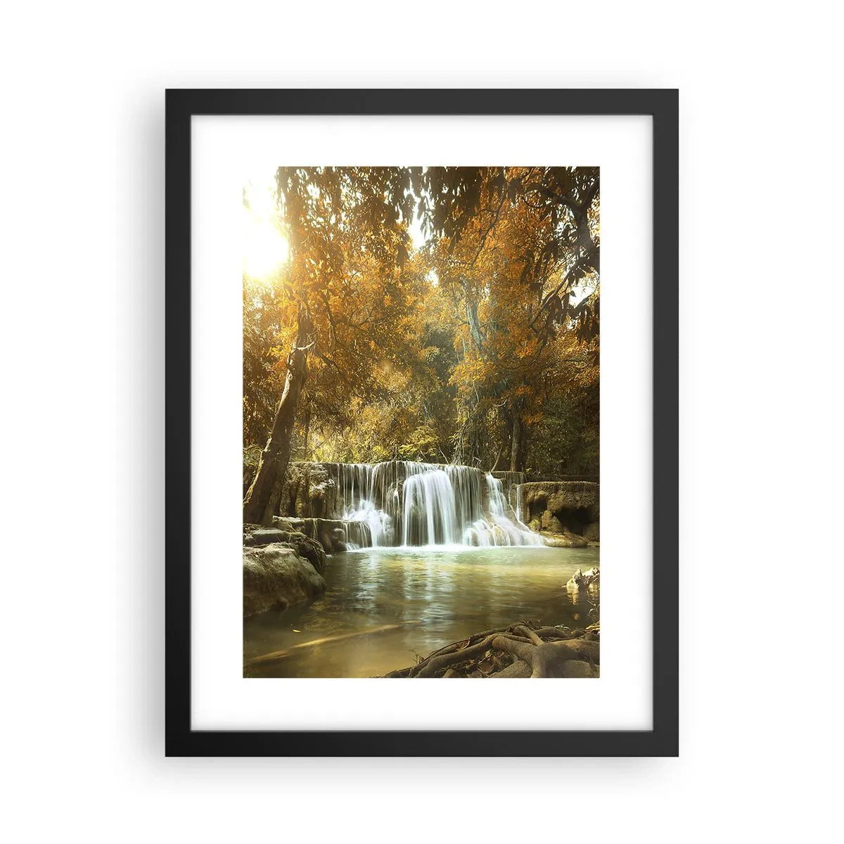 Plakat w czarnej ramie - Parkowa kaskada - 30x40 cm