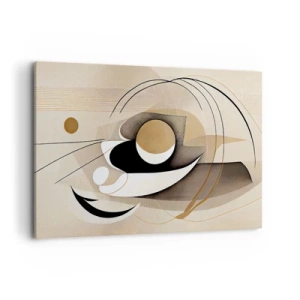 Obraz na płótnie - Abstrakcyjna kompozycja w odcieniach beżu i czerni - 120x80cm - Kompozycja: istota rzeczy - Nowoczesna dekoracja ścienna do salonu, kuchni i sypialni ARTTOR