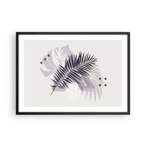 Plakat w czarnej ramie - Minimalistyczna kompozycja z liśćmi i geometrycznymi kształtami - 70x50cm - Cień cienia - Nowoczesna dekoracja ścienna do salonu i sypialni ARTTOR