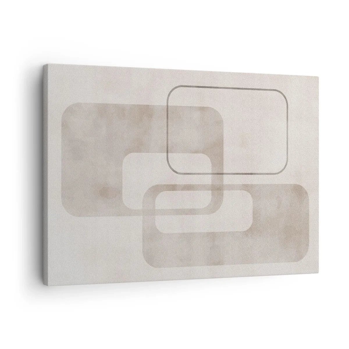 Obraz na płótnie - Minimalistyczna kompozycja z prostokątami w beżowych odcieniach na subtelnym tle - 70x50cm - Geometryczna fuga - Nowoczesna dekoracja ścienna do salonu i sypialni ARTTOR