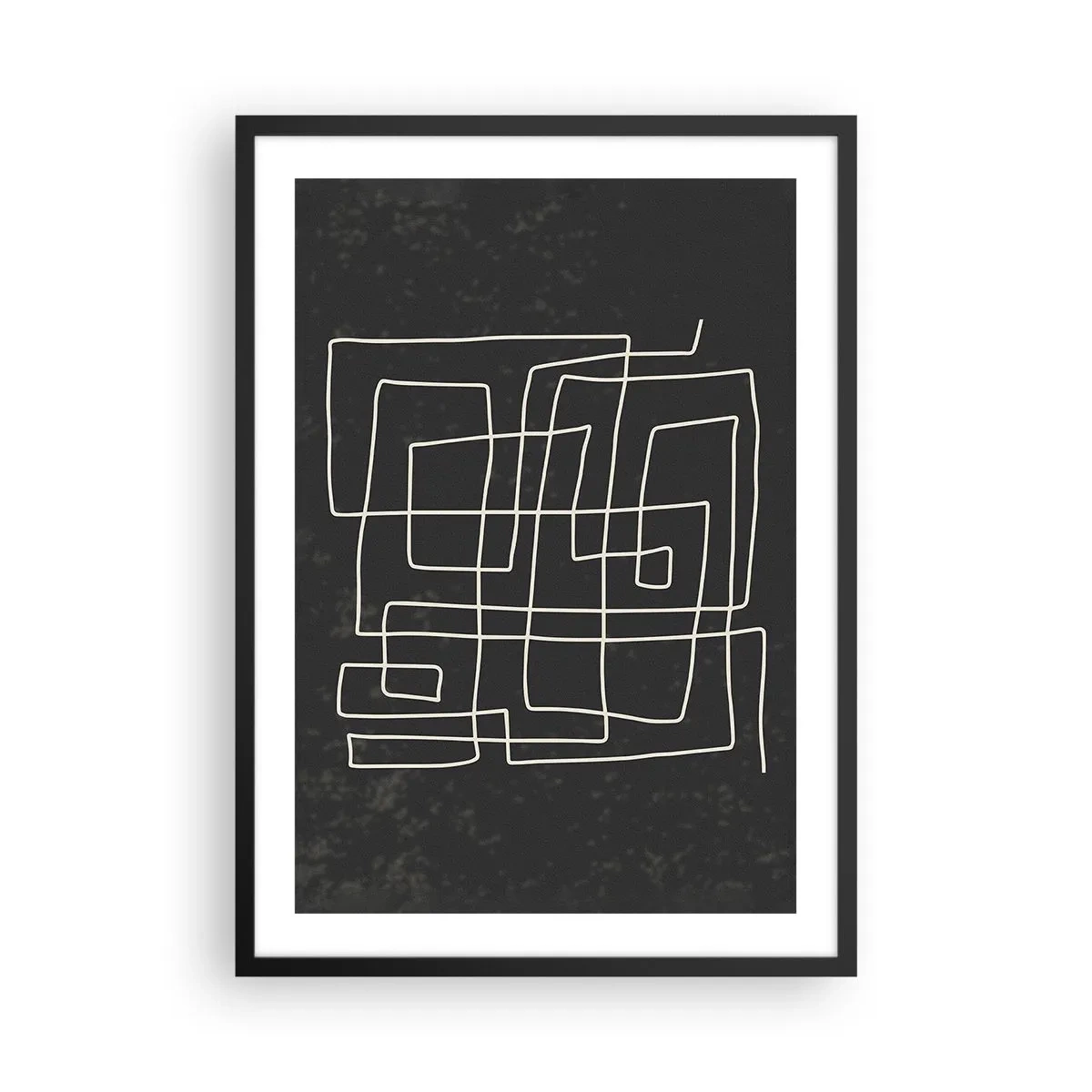 Plakat w czarnej ramie - Geometryczna abstrakcja na czarnym tle - 50x70cm - Nie taki prosty - Nowoczesna dekoracja ścienna do salonu i sypialni ARTTOR
