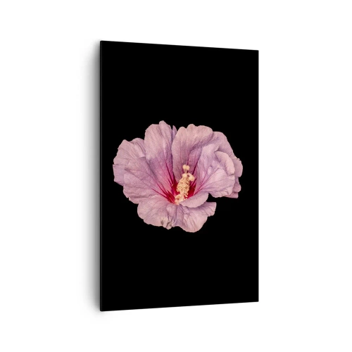 Obraz na płótnie - Różowy kwiat na czarnym tle - 80x120cm - Prosto do serca - Nowoczesna dekoracja ścienna do salonu i sypialni ARTTOR