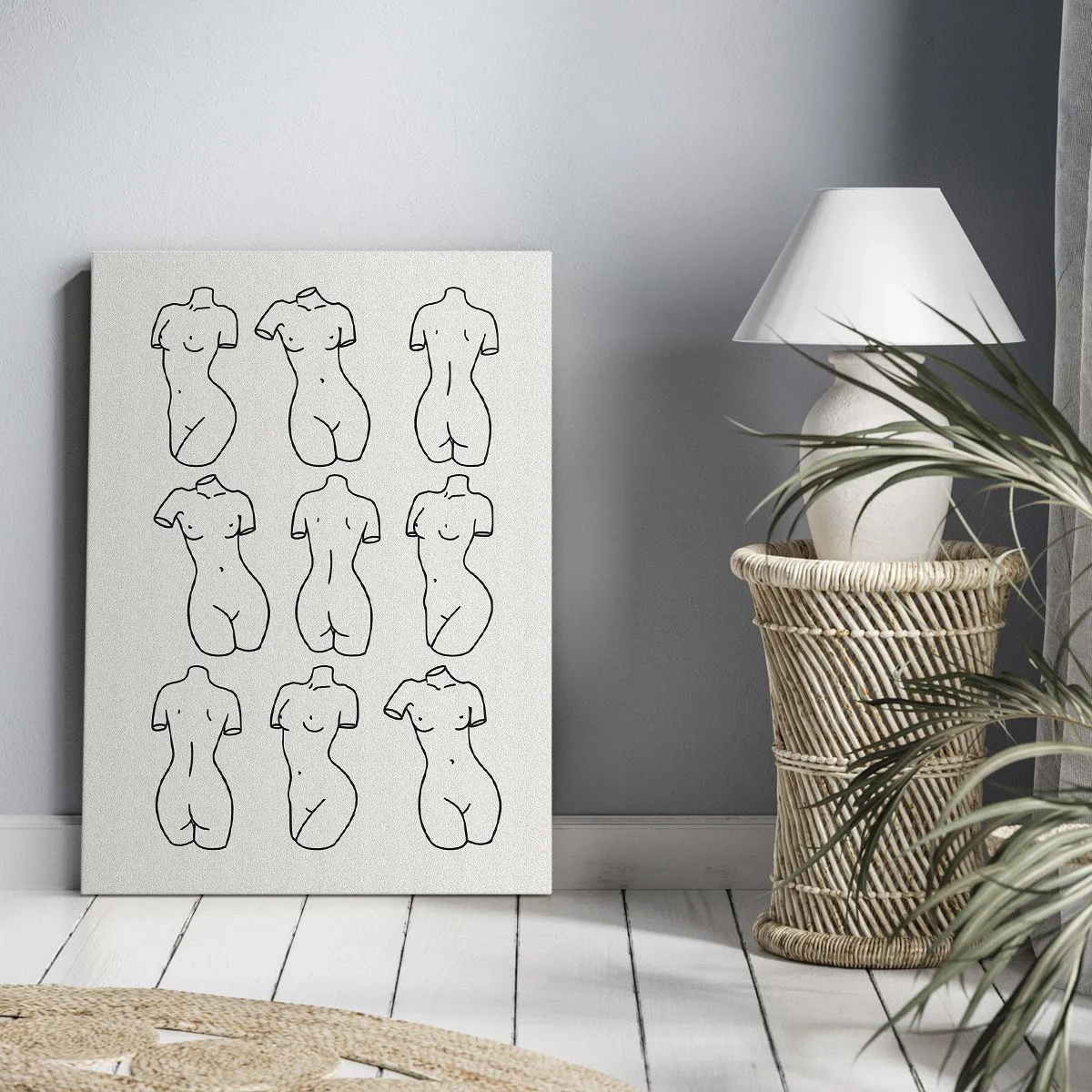 Obraz na płótnie - Minimalistyczna grafika przedstawiająca nagie kobiece sylwetki - 50x70cm - Tylko Wenus - Nowoczesna dekoracja ścienna do salonu, kuchni i sypialni ARTTOR