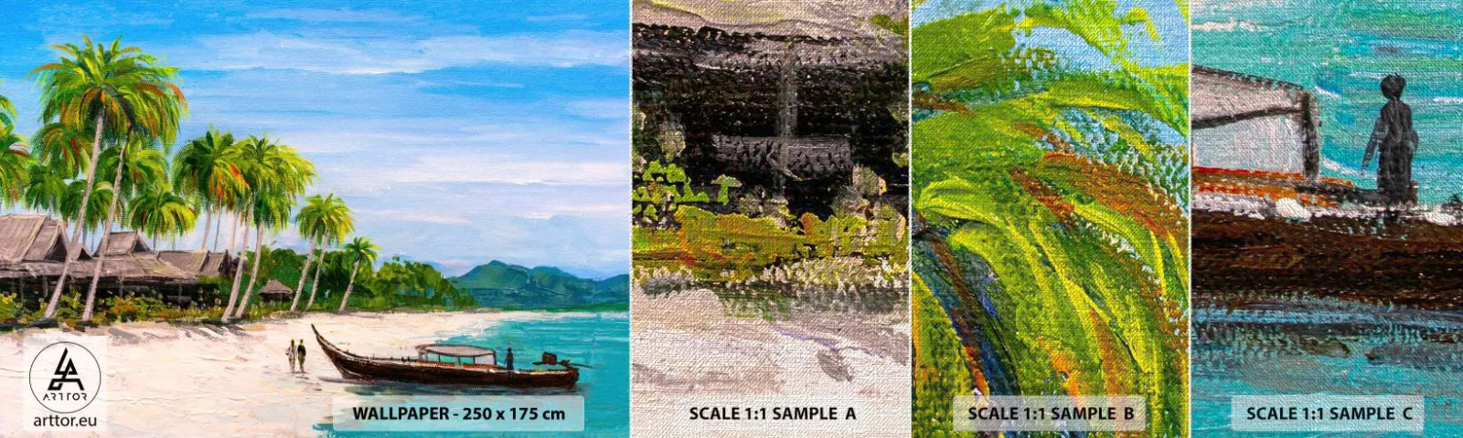 Fototapeta Próbka Premium Canvas - Egzotyczny sen - Plaża, Egzotyka, Palmy - 100x30 cm