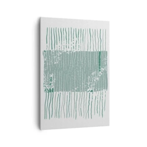 Obraz na płótnie - Geometryczny wzór w odcieniach morskiej zieleni i bieli - 70x100cm - Abstrakcja morska - Nowoczesna dekoracja ścienna do salonu i sypialni ARTTOR