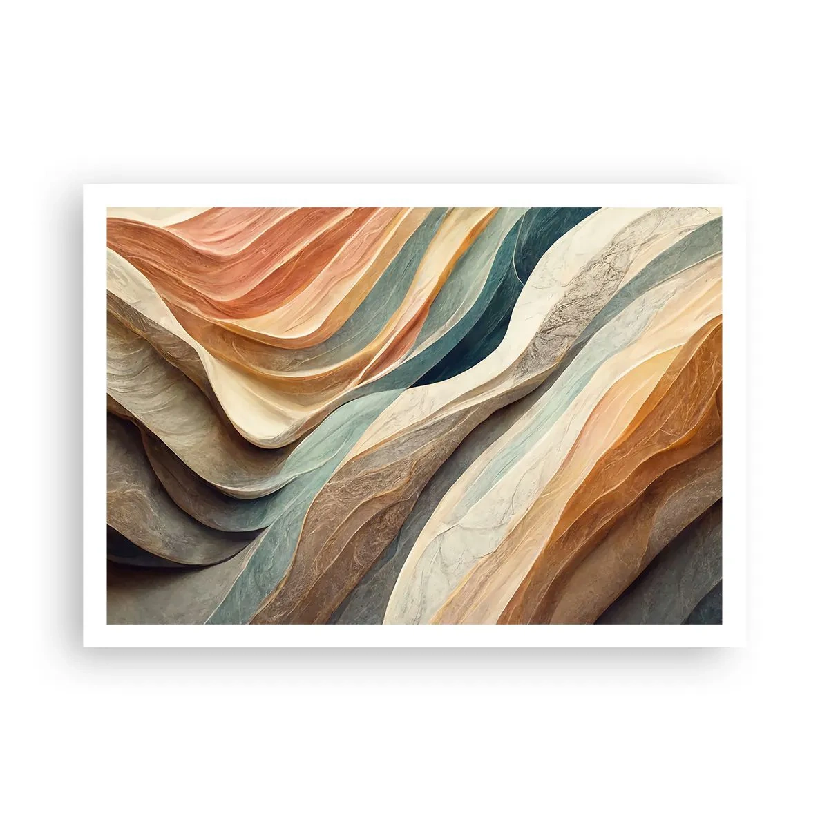 Plakat - Abstrakcyjne fale w pastelowych odcieniach - 100x70cm - Chwila przed zmianą - Nowoczesna dekoracja ścienna do salonu i sypialni ARTTOR